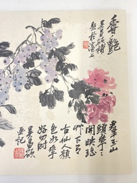 Wu Changshuo 吴昌硕 (1844-1927): Album with 10 floral works accompanied by calligraphy, ink and colour on paper