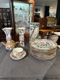 Collection vari&eacute;e en porcelaine de Chine famille rose et verte, 18/19&egrave;me