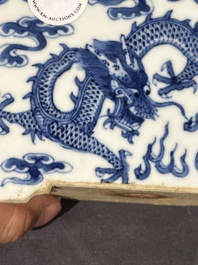 Een Chinese blauw-witte jardini&egrave;re met draken, Guangxu