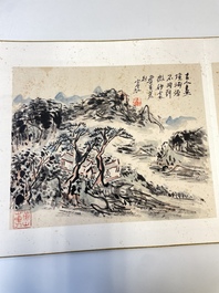 Huang Binhong 黄宾虹 (1865-1955): Album contenant neuf paysages accompagn&eacute;s de calligraphie, encre et couleur sur papier