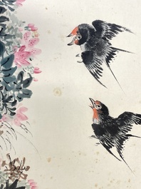 Drie albums: 'Jiang Hanting 江寒汀 (1904-1963), Lin Sanzhi 林散之 (1898-1989) en Qi Gong 启功 (1912-2005)', inkt en kleur op papier
