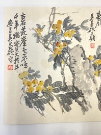 Wu Changshuo 吴昌硕 (1844-1927): Album with 10 floral works accompanied by calligraphy, ink and colour on paper
