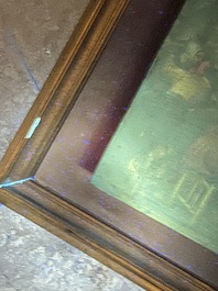 Ecole flamande: 'Faire la f&ecirc;te dans une auberge', huile sur panneau, 17&egrave;me