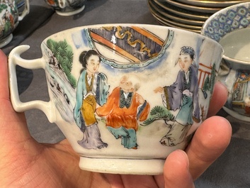 Een zeldzaam Chinees Canton famille verte 27-delig theeservies, 19e eeuw
