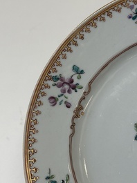 Twelve Chinese famille rose plates with floral design, Qianlong
