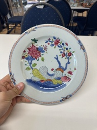 Twelve Chinese famille rose plates with floral design, Qianlong