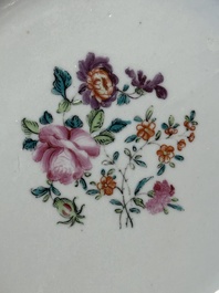 Twelve Chinese famille rose plates with floral design, Qianlong