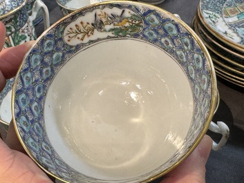 Een zeldzaam Chinees Canton famille verte 27-delig theeservies, 19e eeuw