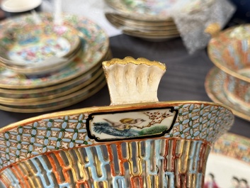 A very extensive Chinese Canton famille rose 81-piece dinner service, 19th C.