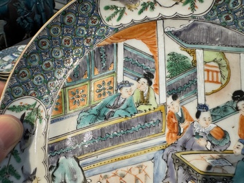 Een zeldzaam Chinees Canton famille verte 27-delig theeservies, 19e eeuw
