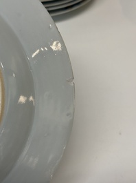 Twelve Chinese famille rose plates with floral design, Qianlong