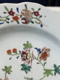 Twelve Chinese famille rose plates with floral design, Qianlong