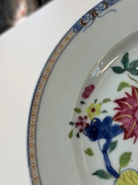 Twelve Chinese famille rose plates with floral design, Qianlong