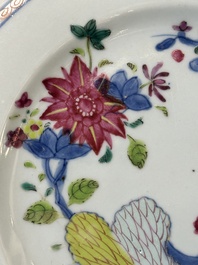 Twelve Chinese famille rose plates with floral design, Qianlong