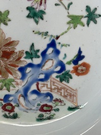 Twelve Chinese famille rose plates with floral design, Qianlong