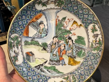 Een zeldzaam Chinees Canton famille verte 27-delig theeservies, 19e eeuw