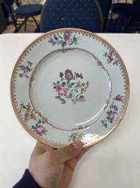 Twelve Chinese famille rose plates with floral design, Qianlong