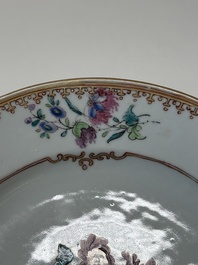 Twelve Chinese famille rose plates with floral design, Qianlong
