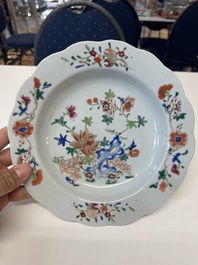 Twelve Chinese famille rose plates with floral design, Qianlong