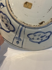 Two Chinese blue and white kraak porcelain dishes with figures, Wanli