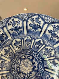 Four Chinese blue and white dishes with floral design, Kangxi/Yongzheng
