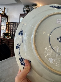 Four Chinese blue and white dishes with floral design, Kangxi/Yongzheng