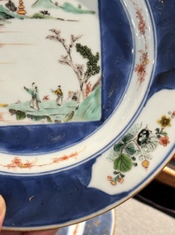 Six Chinese famille verte 'Xie Qin Fang You 攜琴訪友' plates, Kangxi