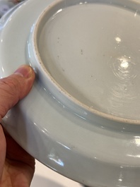 Plat en porcelaine de Chine en bleu et blanc &agrave; d&eacute;cor de 'Wang Xizhi 王羲之', Yongzheng