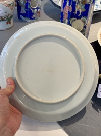 Plat en porcelaine de Chine en bleu et blanc &agrave; d&eacute;cor de 'Wang Xizhi 王羲之', Yongzheng