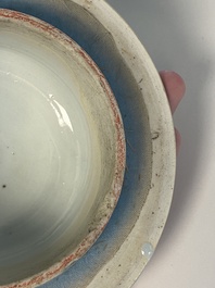 A Chinese blue and white 'Jia Guan Jin Jue 加官晉爵' vase and cover, Transitional period