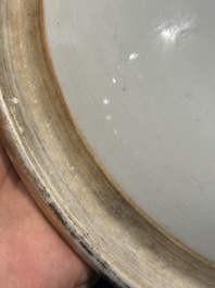 A Chinese famille rose covered bowl, a vase and a blue and white celadon-ground jar, 19/20th C.