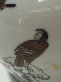 A Chinese famille rose &lsquo;falcon&rsquo; teapot, Yongzheng