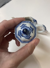 Two Chinese blue and white ewers and two teapots, Kangxi