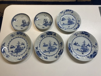 Collection de 13 pi&egrave;ces en porcelaine Chine en bleu et blanc de l'&eacute;pave du Cargo Nankin, Qianlong