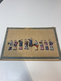 A varied collection of Chinese rice paper paintings with figures, Canton, 19th C.