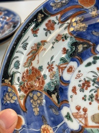 Drie Chinese verte-Imari 'Stanislaw' borden en vijf famille rose borden,  Kangxi/Yongzheng