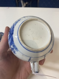 Two Chinese blue and white ewers and two teapots, Kangxi