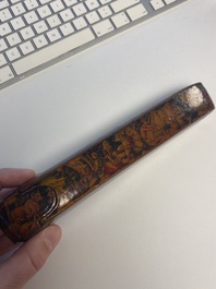 Een verzameling van acht gelakte papier-mach&eacute; pennendozen of qalamdans, Qajar, Perzi&euml;, 19e eeuw