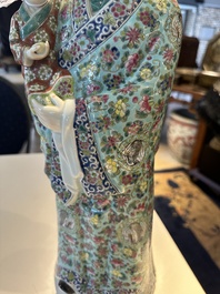 Three Chinese famille rose figures of star gods, seal marks, 19/20th C.