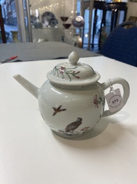 A Chinese famille rose &lsquo;falcon&rsquo; teapot, Yongzheng