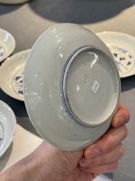 Five Chinese blue and white ko-sometsuke &lsquo;prawn&rsquo; plates for the Japanese market, Tianqi