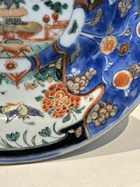 Drie Chinese verte-Imari 'Stanislaw' borden en vijf famille rose borden,  Kangxi/Yongzheng