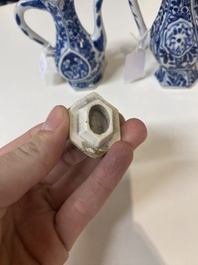 Two Chinese blue and white ewers and two teapots, Kangxi