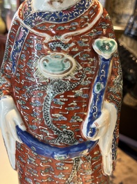 Three Chinese famille rose figures of star gods, seal marks, 19/20th C.