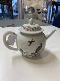 A Chinese famille rose &lsquo;falcon&rsquo; teapot, Yongzheng