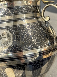 R&eacute;cipient couvert ottoman en argent niello dor&eacute;, la Turquie, p&eacute;riode du sultan Abdulhamid II (1876-1909)