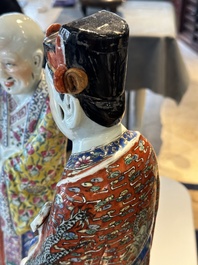 Three Chinese famille rose figures of star gods, seal marks, 19/20th C.