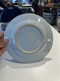 Drie Chinese verte-Imari 'Stanislaw' borden en vijf famille rose borden,  Kangxi/Yongzheng
