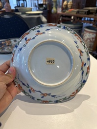Drie Chinese verte-Imari 'Stanislaw' borden en vijf famille rose borden,  Kangxi/Yongzheng