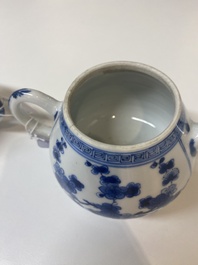 Two Chinese blue and white ewers and two teapots, Kangxi